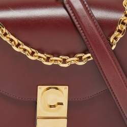 Pre Owned Celine Burgundy Leather Medium C Shoulder Bag