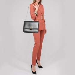 Pre Owned Celine Black Leather Large Case Flap Chain Bag