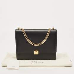 Pre Owned Celine Black Leather Large Case Flap Chain Bag