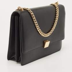 Pre Owned Celine Black Leather Large Case Flap Chain Bag
