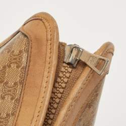 Celine Beige Macadam Coated Canvas and Leather Cosmetic Pouch