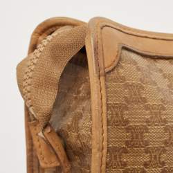 Celine Beige Macadam Coated Canvas and Leather Cosmetic Pouch