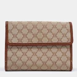 Pre Owned Celine Beige/Tan Macadam Canvas and Leather French Wallet