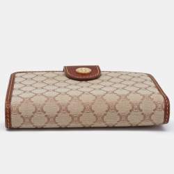 Pre Owned Celine Beige/Tan Macadam Canvas and Leather French Wallet