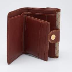 Pre Owned Celine Beige/Tan Macadam Canvas and Leather French Wallet