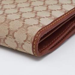 Pre Owned Celine Beige/Tan Macadam Canvas and Leather French Wallet