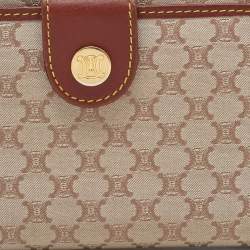 Pre Owned Celine Beige/Tan Macadam Canvas and Leather French Wallet