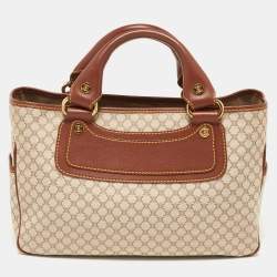 Pre Owned Celine Beige/Tan Macadam Canvas and Leather Boogie Tote