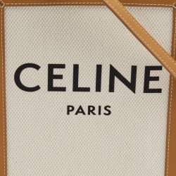 Pre Owned Celine Tan Logo Canvas and Leather Mini Vertical Cabas Tote
