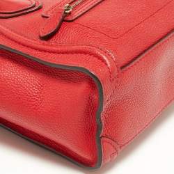 Pre Owned Celine Red Leather Nano Luggage Tote