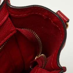 Pre Owned Celine Red Leather Nano Luggage Tote