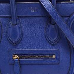 Pre Owned Celine Blue Leather Nano Luggage Tote