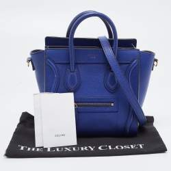 Pre Owned Celine Blue Leather Nano Luggage Tote