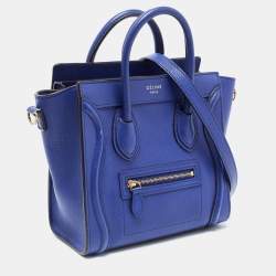 Pre Owned Celine Blue Leather Nano Luggage Tote