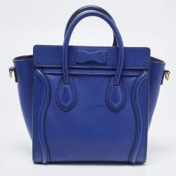 Pre Owned Celine Blue Leather Nano Luggage Tote