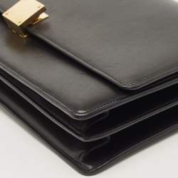 Pre Owned Celine Black Leather Medium Case Chain Flap Shoulder Bag