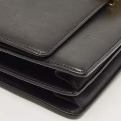 Pre Owned Celine Black Leather Medium Case Chain Flap Shoulder Bag