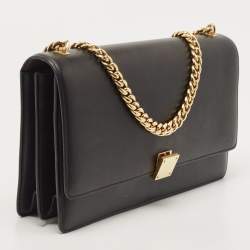 Pre Owned Celine Black Leather Medium Case Chain Flap Shoulder Bag