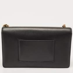 Pre Owned Celine Black Leather Medium Case Chain Flap Shoulder Bag