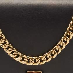 Pre Owned Celine Black Leather Medium Case Chain Flap Shoulder Bag