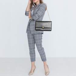 Pre Owned Celine Black Leather Medium Case Chain Flap Shoulder Bag