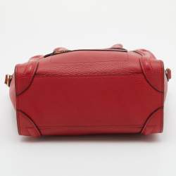 Celine Red Grain Leather Nano Luggage Tote