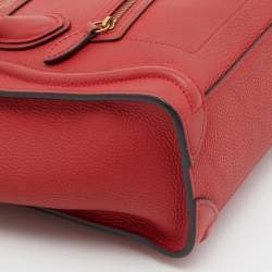 Celine Red Grain Leather Nano Luggage Tote