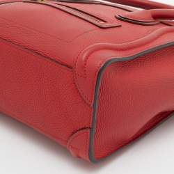 Celine Red Grain Leather Nano Luggage Tote