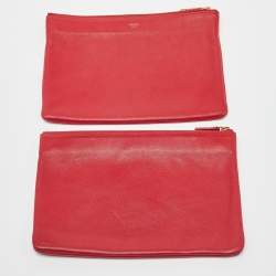 Pre Owned Celine Red Leather Large Trio Zip Crossbody Bag