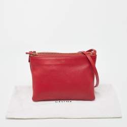 Pre Owned Celine Red Leather Large Trio Zip Crossbody Bag
