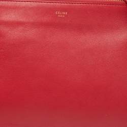 Pre Owned Celine Red Leather Large Trio Zip Crossbody Bag