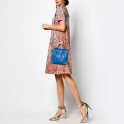 Pre Owned Celine Blue Leather Nano Luggage Tote