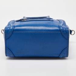 Pre Owned Celine Blue Leather Nano Luggage Tote