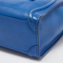 Pre Owned Celine Blue Leather Nano Luggage Tote
