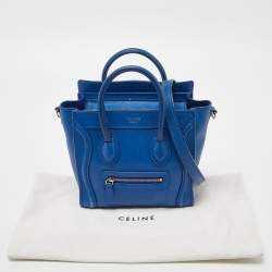 Pre Owned Celine Blue Leather Nano Luggage Tote