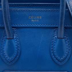 Pre Owned Celine Blue Leather Nano Luggage Tote