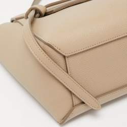 Pre Owned Celine Beige Leather Micro Belt Bag