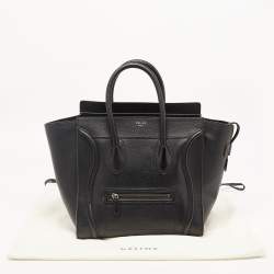 Pre Owned Celine Black Leather Medium Phantom Luggage Tote