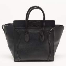 Pre Owned Celine Black Leather Medium Phantom Luggage Tote