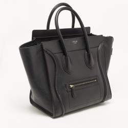 Pre Owned Celine Black Leather Medium Phantom Luggage Tote