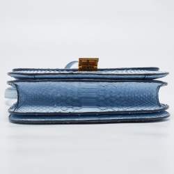 Celine Blue Python Medium Classic Box Bag