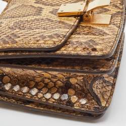 Celine Beige Python Small Classic Box Flap Bag