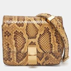 Celine Beige Python Small Classic Box Flap Bag