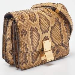 Celine Beige Python Small Classic Box Flap Bag