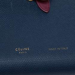 Pre Owned Celine Blue/Burgundy Leather Large Multifunction Strap Wallet
