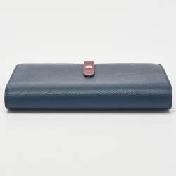 Pre Owned Celine Blue/Burgundy Leather Large Multifunction Strap Wallet
