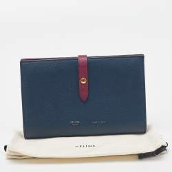 Pre Owned Celine Blue/Burgundy Leather Large Multifunction Strap Wallet