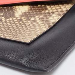 Celine Tri Color Leather and Python Pocket Clutch