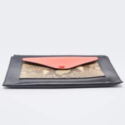 Celine Tri Color Leather and Python Pocket Clutch
