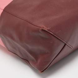 Pre Owned Celine Pink/Burgundy Leather Vertical Cabas Shopper Tote